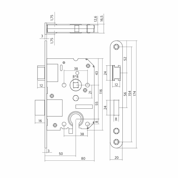 Eliot&reg; deurklink op schild profielcilinder 55mm