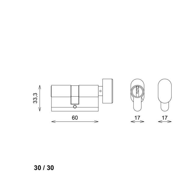 Eliot&reg; schild met knop profielcilinder - incl. kastslot profielcilinder - incl. knopcilinder 30/30 met 3 sleutels