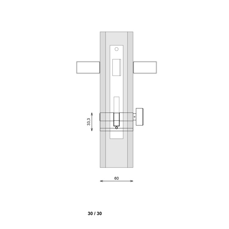 COMBINATIE Deurklink ELIOT met profielcilinder 55 mm + Knopcilinder zwart 30/30 + Insteekslot dag &amp; nachtslot cilinder wit 55mm