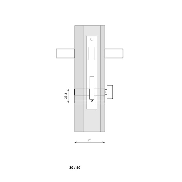 Knopcilinder zwart 30/40 - incl. 4 sleutels