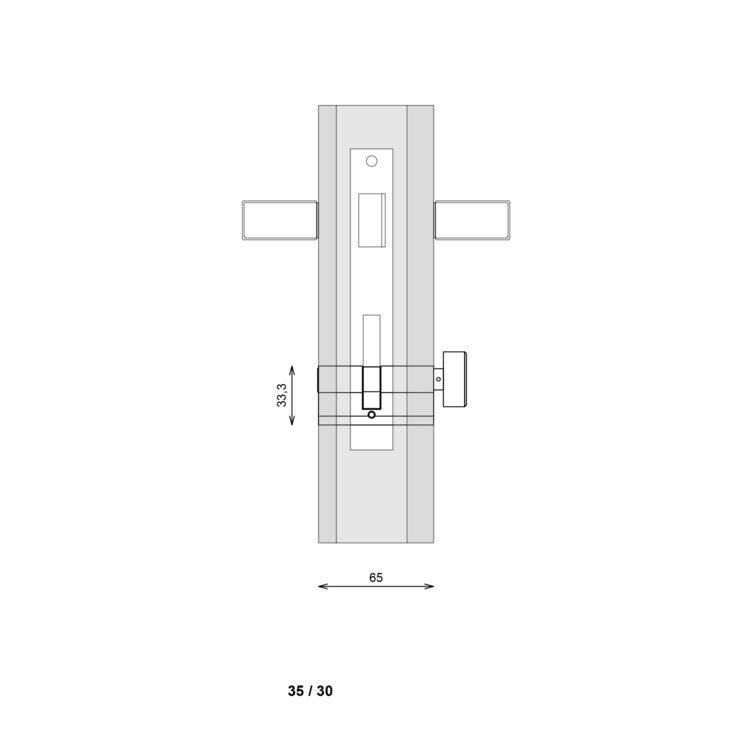 Set zwarte knopcilinder 35/30 en cilinder 35/30